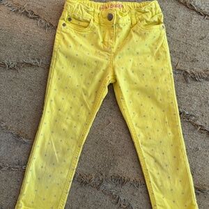 Mini Boden 7 Girls Yellow Jeans Silver Stars Denim adjustable waist